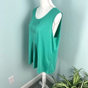 Croft & Barrow Tank Plus Size XXL Green Pleated Front Vacation Vibe Summer